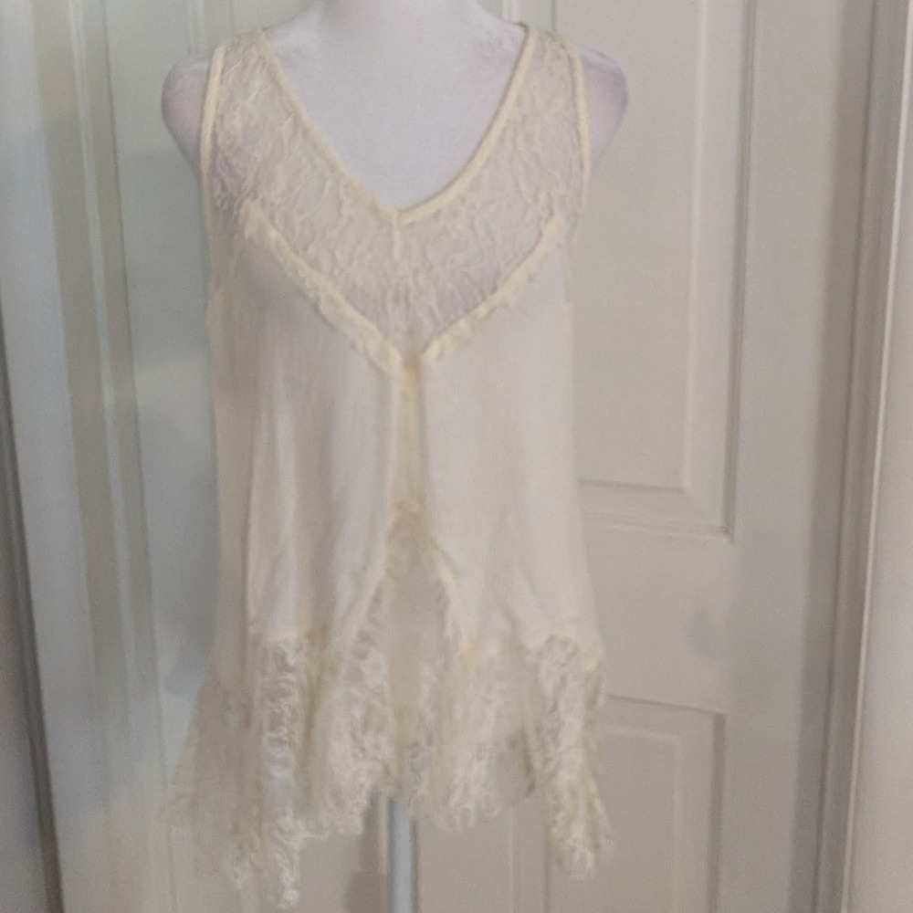 Maurices Sheer Lacey Tunic Top LARGE Fairy Ethereal Asymmetric Festival Boho